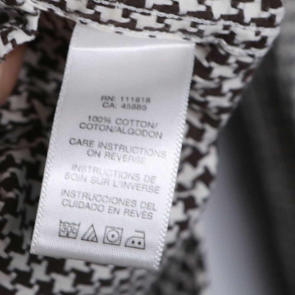 Vintage Michael Kors Men's Brown & White Houndstooth 100% Cotton Dress Shirt - Picture 5 of 7